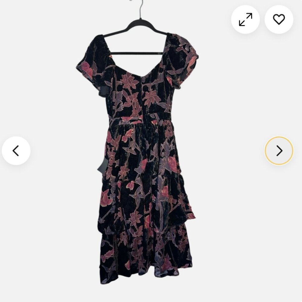Lulu's Black and Pink Floral Midi Dress - Picture 3 of 4